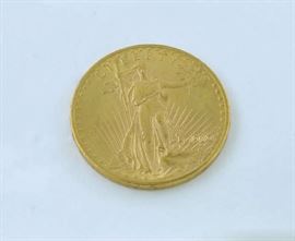 Lot 161: Four twenty dollar St. Gaudens gold coins to be sold on choice, 1910-D, 1913-D, 1925 & 1928