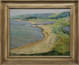 Lot 167: Oil on canvas, Cape Breton, Margary Harbor, signed H. R. MacGinnis, 16" x 20"