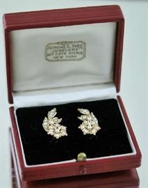 Lot 213: Pair of 14k yellow gold and pearl earrings signed Yard, in a Raymond Yard box, 7.5 grams
