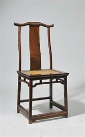Lot 237: Chinese sidechair, Classic form, huanghuali wood, 43"H. x 19"W.