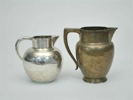 Lot 436: Betteridge sterling water pitcher along with "900" pitcher (2 pcs), 47.8 Toz.