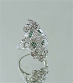 Lot 486: Art Deco enamel diamond ring