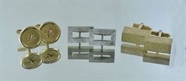 Lot 491: Three sets of 14k gold gentleman's cuff links, 41 grams
