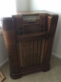 Stunning antique dictionary stand and radio