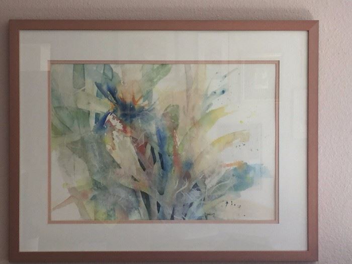 Large selection of framed watercolors