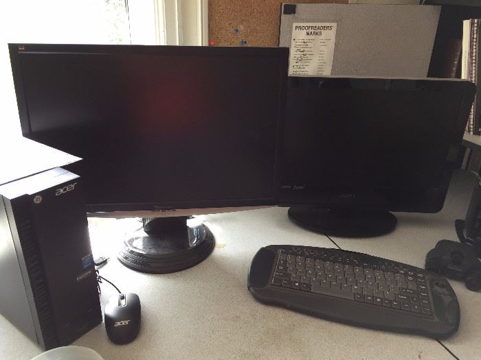 Monitors, computers and keyboards