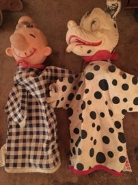 Mr Whimpy puppet and one of the 101 Dalmatian pups