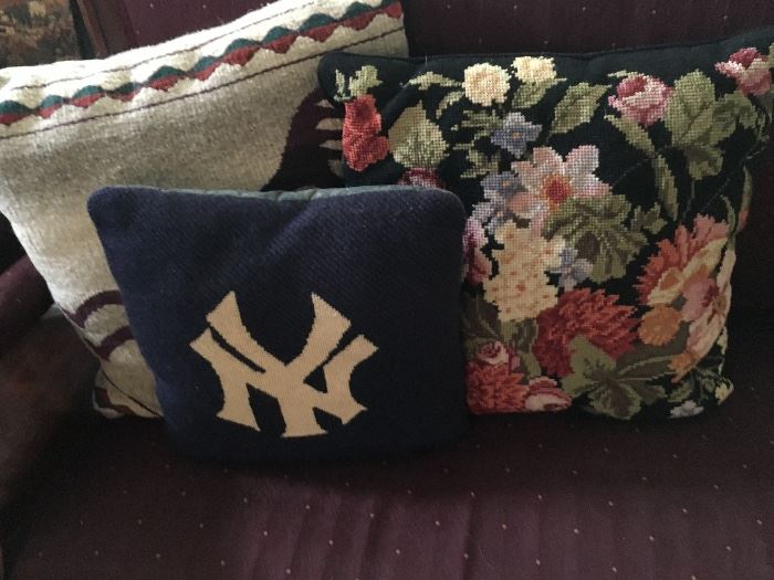 This New York Yankees needlepoint pillow is quite old but in fabulous condition and would make a fun feature for the dang Yankee fan in your life!