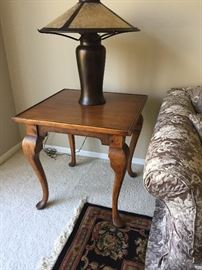Ralph Lauren Side Table and Restoration Hardware mica shade/iron base table lamp