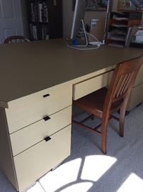 TWO-SIDED desk with chairs - laminate - GREAT for the office!