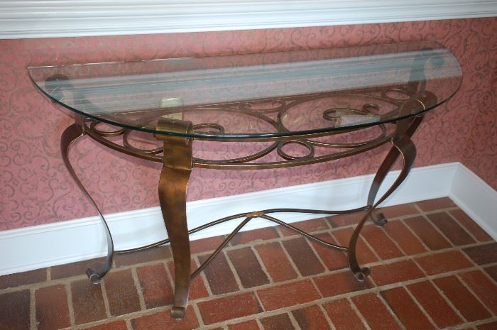 Same metal console table - top view