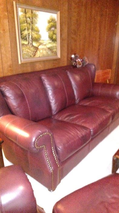 Beautiful leather sofa and matching chair