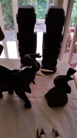 and carved animals