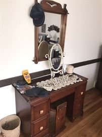 VINTAGE COUNTRY PRIMITIVE DESK AND STOOL