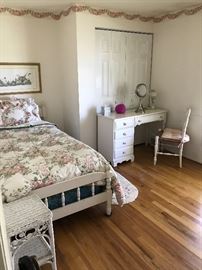 WHITE BEDROOM SET-TWIN BED, DESK AND DRESSER