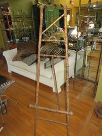 bamboo easel, with white sofa behind