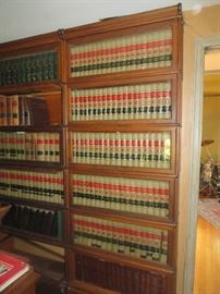 There are three. 6 stacks oak lawyer bookcases. Matching three. Someone out there needs some law books please; Law books are selling for 1.00 each