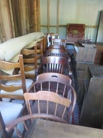 On the left set of 4 heavy chairs. MIddle shows court room  type chairs.