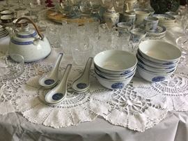Vintage Chinese rice bowls and spoons