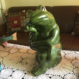 Whimsical ceramic frog