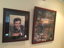 Young Frank Sinatra framed drawing. Ravinia Chicago print by Tony Bennett.