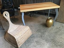 IKEA banana fiber rush weave and IKEA occasional table