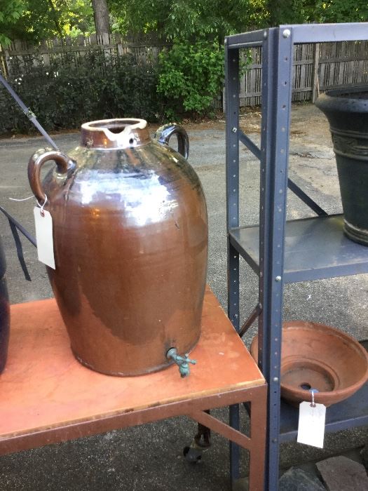Antique glazed ceramic jug 22-inches high