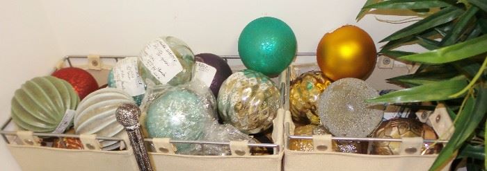 Balls small to larger 4". Resin, ceramic, textiles, glass, sparkle, rhinestone