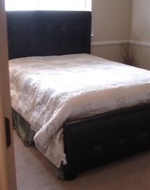 Queen bed with leather headboard/footboard