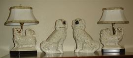 Staffordshire dogs & lamps