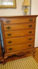 Bedroom set. Includes drawer pulls, nightstand, dresser and mirror. 