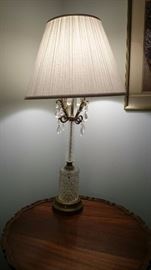 Pair of crystal Lamps with shades (brass with shades)