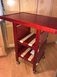 Red Rolling Kitchen Cart