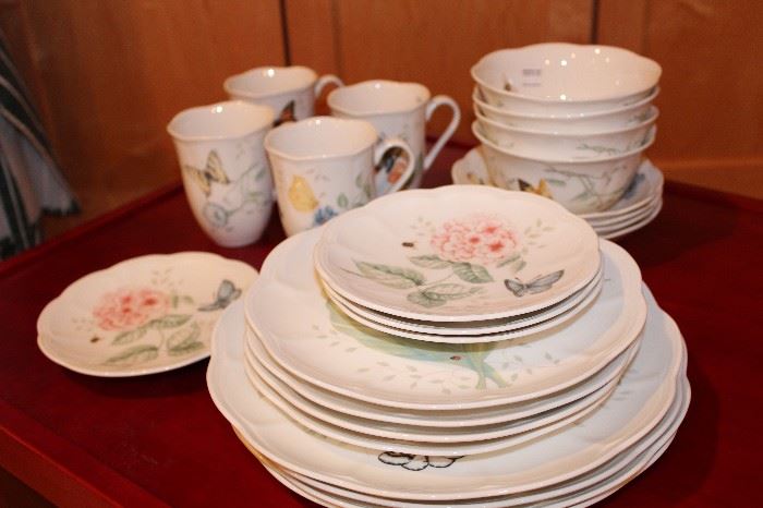 Lenox Dishes- setting for four; Butterfly Meadow
