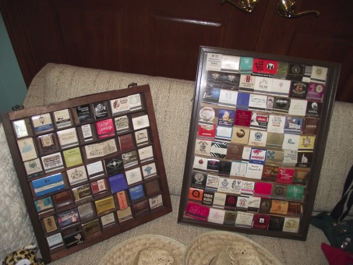 Framed vintage matchbox collection