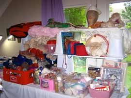 Yarn, blankets, lace books, sewing goodies