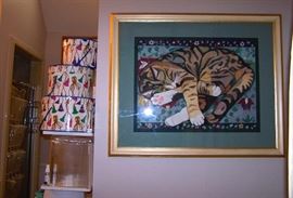 CA Segal original Watercolor, framed, nesting hatboxes