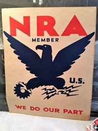 Vintage 40's/50's NRA cardboard sign/small poster