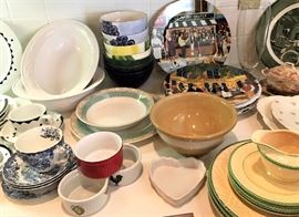 French scenery plates, Johnson Brothers blue and white dishes