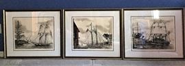 Alan Jay Gaines nautical ship prints.  "Cape Horn Pidgeon", "Chasseur", "Harry Beldon"