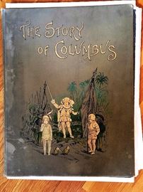 The Story of Columbus 1892 large book commemorating the 400th Anniversary of Columbus arrival - poor condition but the beautiful pages could be used/framed separately, most pages in good condition.