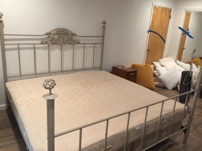 #6 King metal bedframe $300
 #7 gold king mattress set $100 — at  Garth Rd Huntsville, Al 35801 call 256-508-855two.