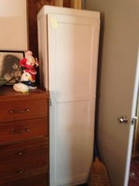 #108 tall white wood cabinet 18x13x68 $75

