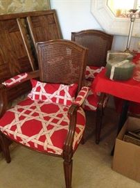 #28 Red pattern cain back chair (2) $75 EA