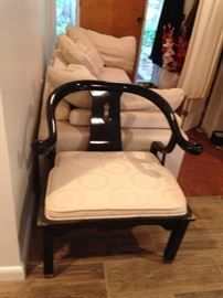 #19 black chair w white seat $75