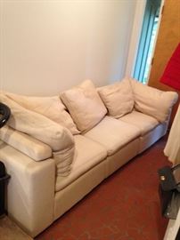 #59 6 piece sectional cream tan pattern $250
 (3 arm part 33x36 $75 ea
 (3) armless seat part 27x36 $50 ea
 ottomen
 (shown with 2 arm pieces and a armless piece
