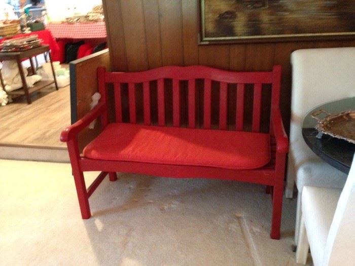 #25 Red bench wood 48 long $75