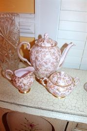 Tuscan Bone China "Du Barry Rose" 3-piece coffee set