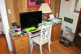 Filing cabinets, computer desk, Insignia LCD TV