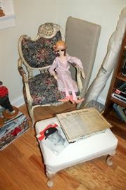 French-style chair, ottoman